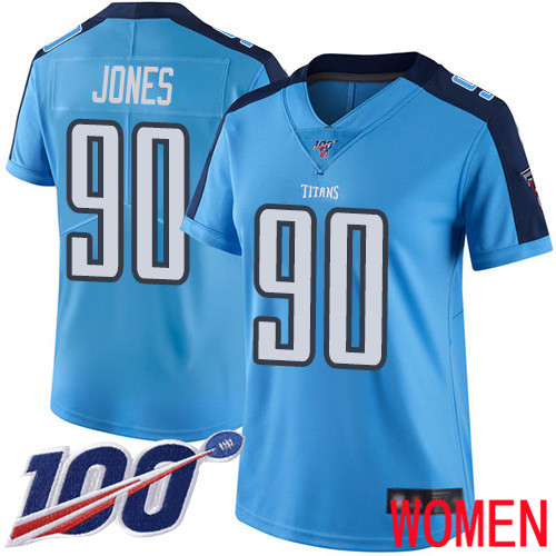 Tennessee Titans Limited Light Blue Women DaQuan Jones Jersey NFL Football #90 100th Season Rush Vapor Untouchable->youth nfl jersey->Youth Jersey